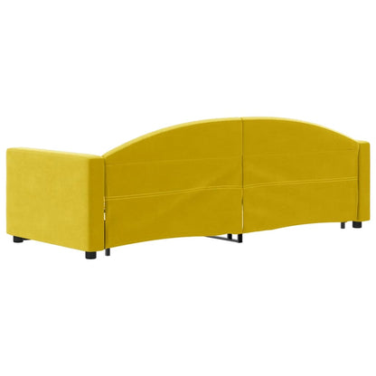 Slaapbank Fluweel 80 x 200 cm Geel met onderschuifbed