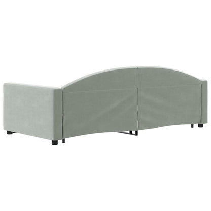 Slaapbank Fluweel 90 x 200 cm Lichtgrijs met onderschuifbed