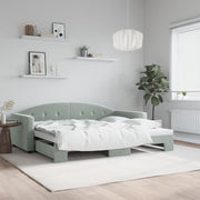 Daybed with trundle bed 90x200 cm velvet light grey