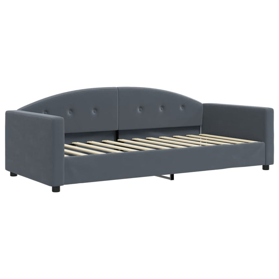 Slaapbank met onderschuifbed 90x200 cm fluweel donkergrijs