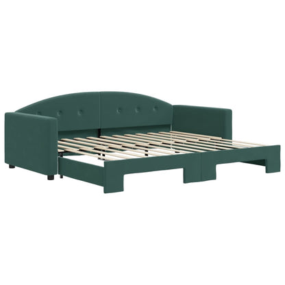 Slaapbank Fluweel 90 x 200 cm Donkergroen met onderschuifbed