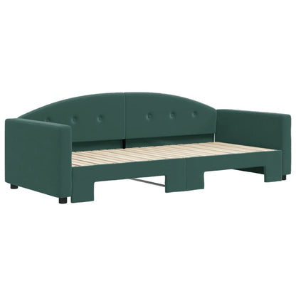 Slaapbank Fluweel 90 x 200 cm Donkergroen met onderschuifbed