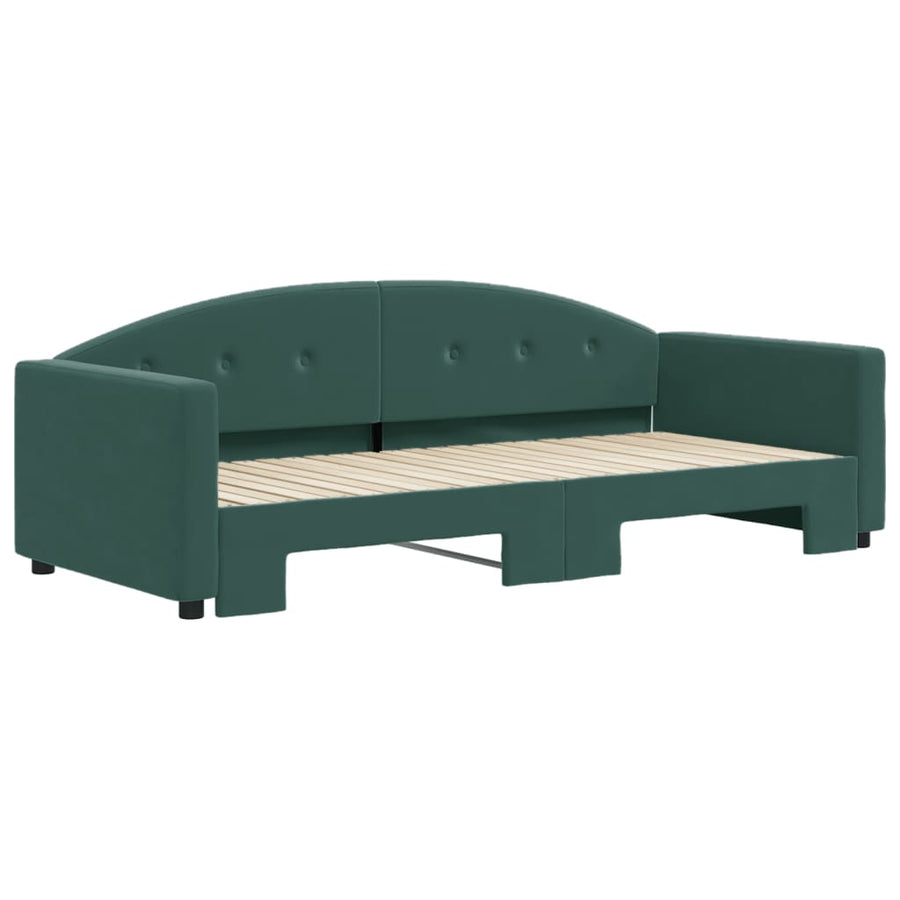 Slaapbank Fluweel 90 x 200 cm Donkergroen met onderschuifbed