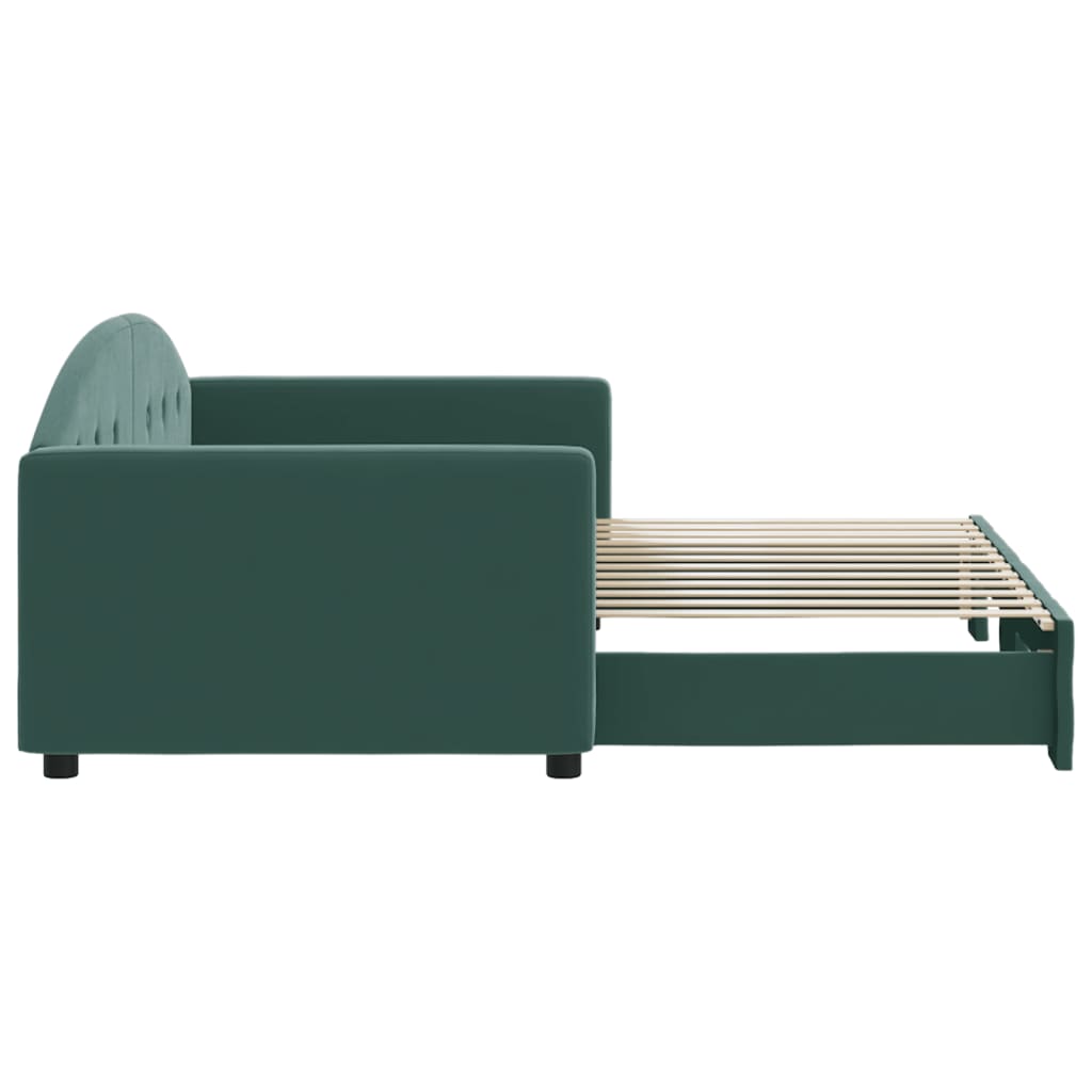 Slaapbank Fluweel 90 x 200 cm Donkergroen met onderschuifbed