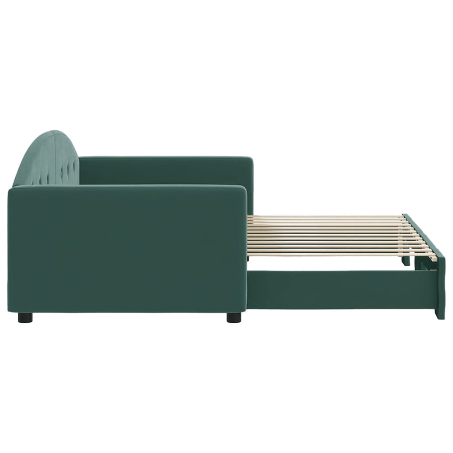 Slaapbank Fluweel 90 x 200 cm Donkergroen met onderschuifbed