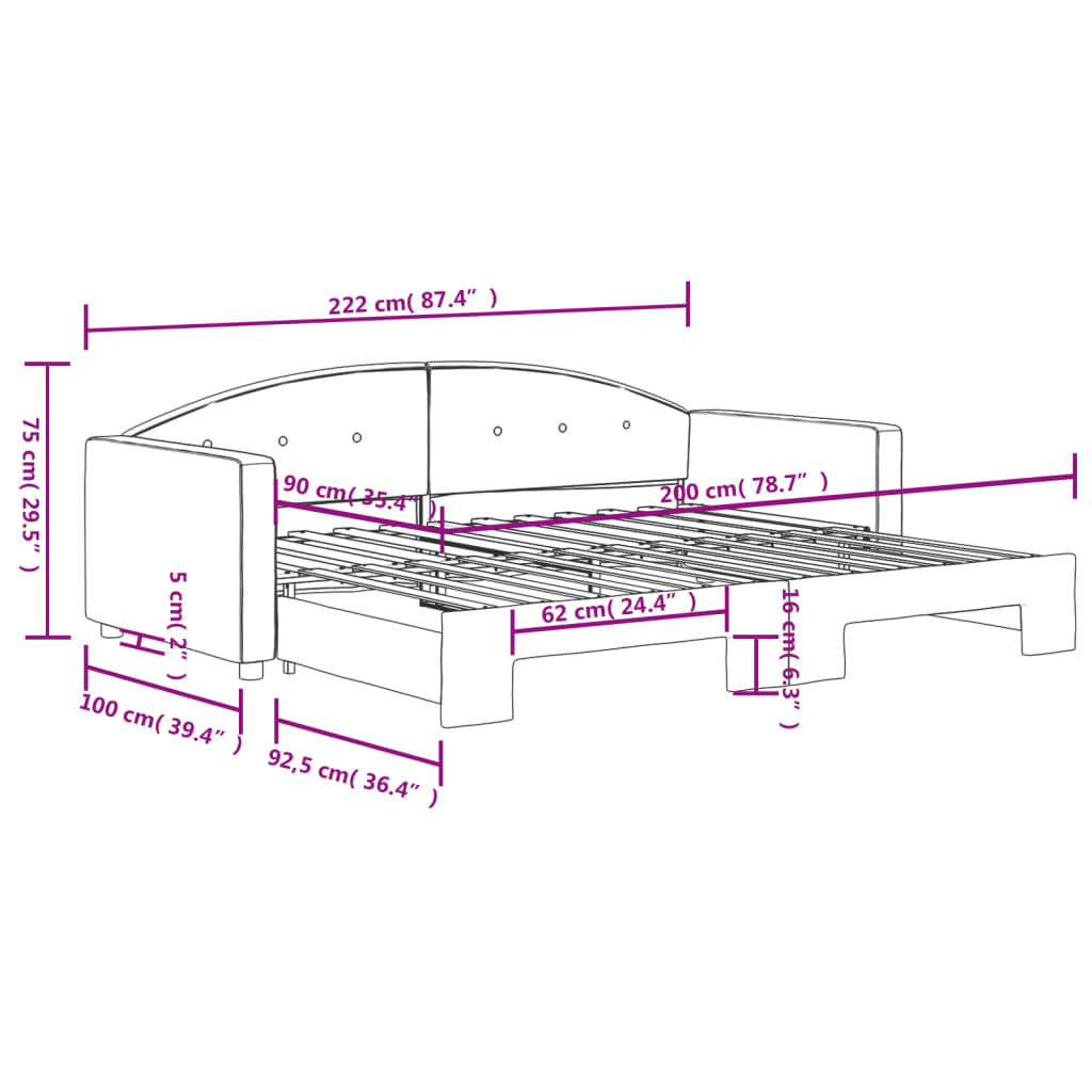 Slaapbank Fluweel 90 x 200 cm Donkergroen met onderschuifbed