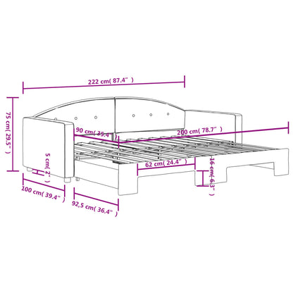 Slaapbank Fluweel 90 x 200 cm Donkergroen met onderschuifbed