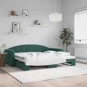 Slaapbank met onderschuifbed 90x200 cm donkergroen fluweel