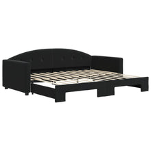 Slaapbank Fluweel 90 x 200 cm Zwart met onderschuifbed