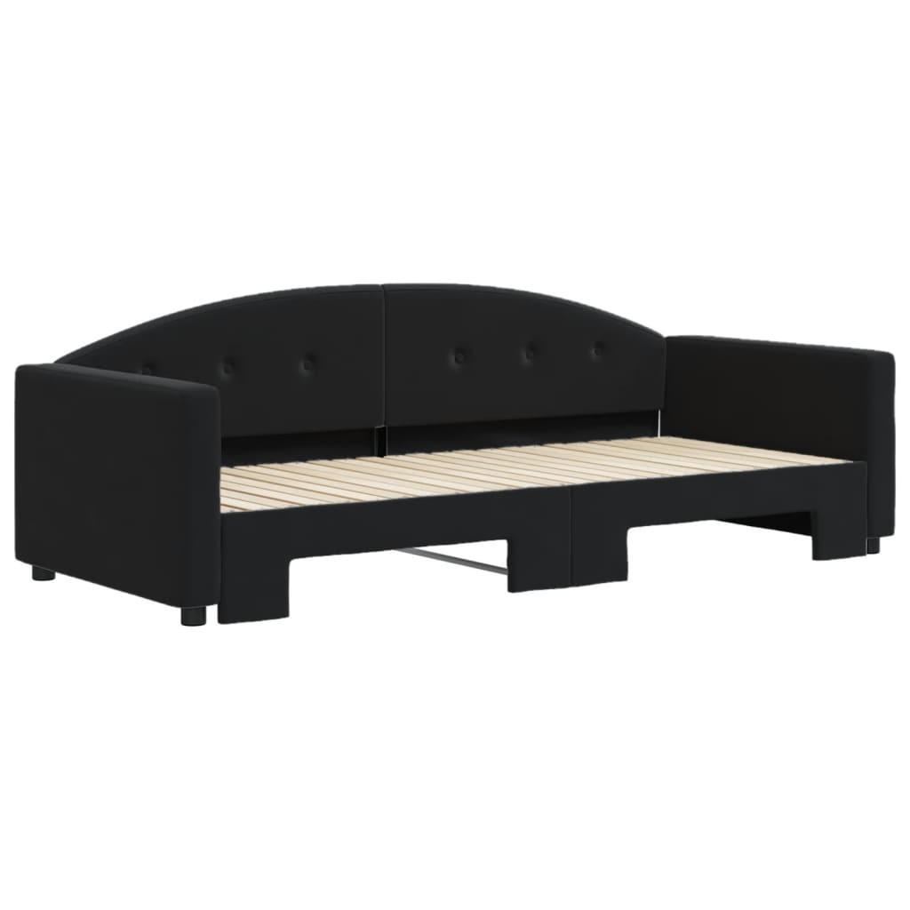 Slaapbank Fluweel 90 x 200 cm Zwart met onderschuifbed