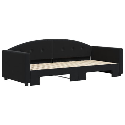 Slaapbank Fluweel 90 x 200 cm Zwart met onderschuifbed