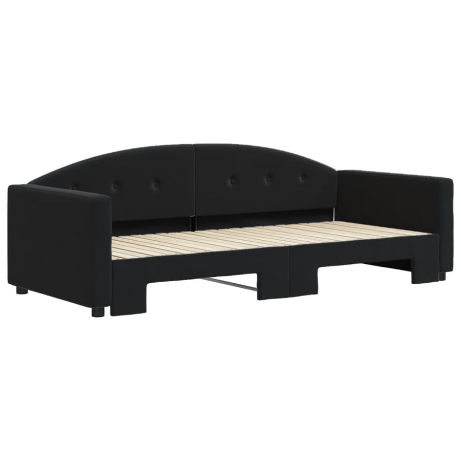 Slaapbank Fluweel 90 x 200 cm Zwart met onderschuifbed