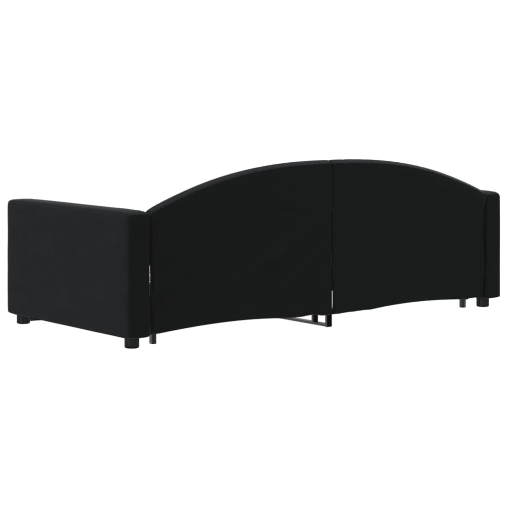 Slaapbank Fluweel 90 x 200 cm Zwart met onderschuifbed