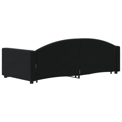 Slaapbank Fluweel 90 x 200 cm Zwart met onderschuifbed