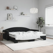 Slaapbank met onderschuifbed 90x200 cm zwart fluweel