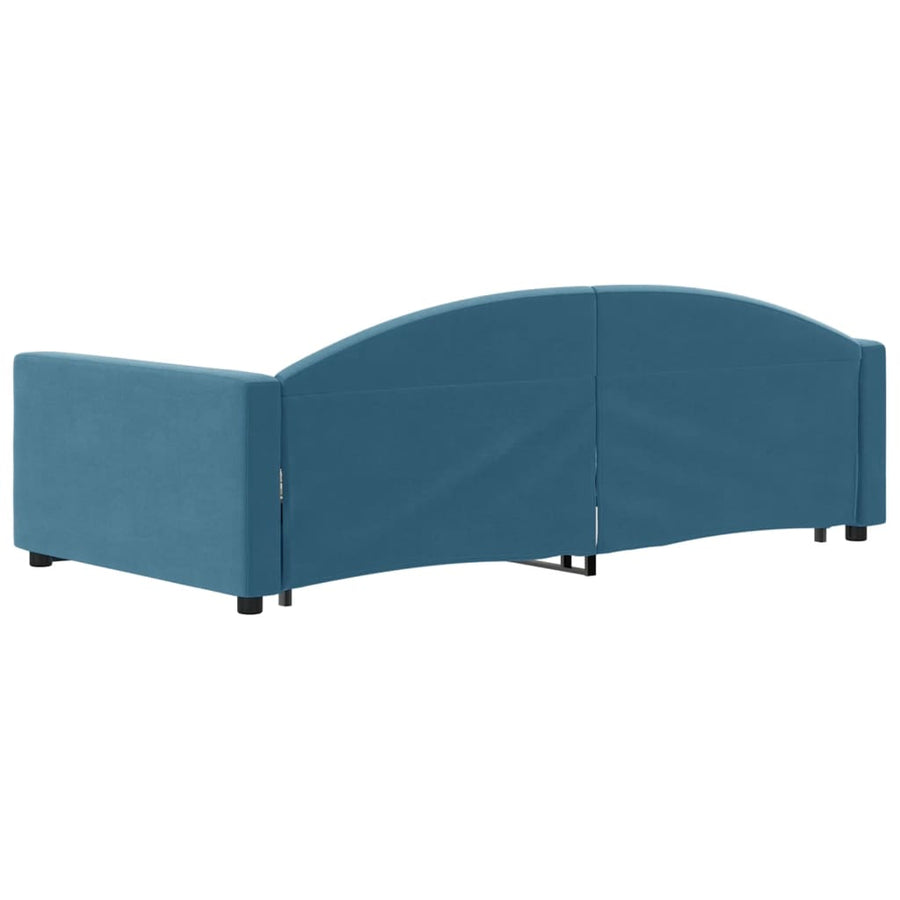 Slaapbank Fluweel 100 x 200 cm Blauw met onderschuifbed