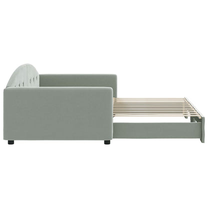 Slaapbank Fluweel 100 x 200 cm Lichtgrijs met onderschuifbed