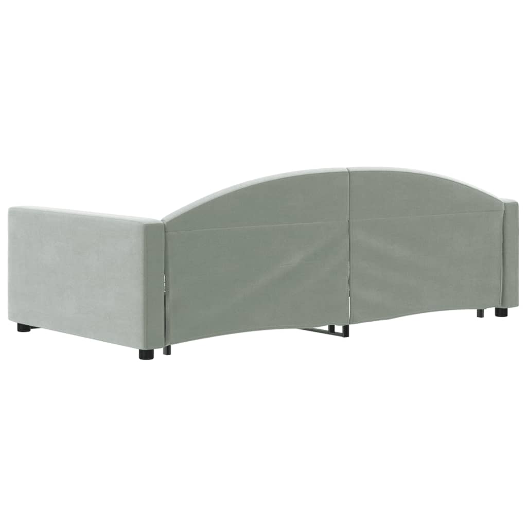 Slaapbank Fluweel 100 x 200 cm Lichtgrijs met onderschuifbed