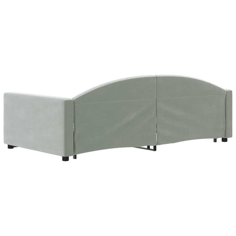 Slaapbank Fluweel 100 x 200 cm Lichtgrijs met onderschuifbed