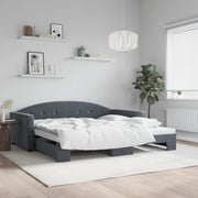 Slaapbank met onderschuifbed 100x200 cm donkergrijs fluweel
