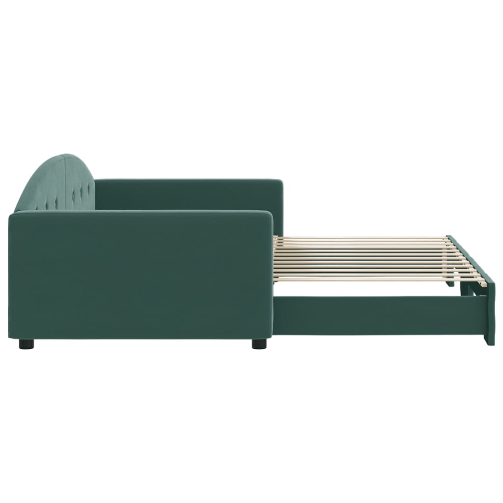 Slaapbank Fluweel 100 x 200 cm Donkergroen met onderschuifbed