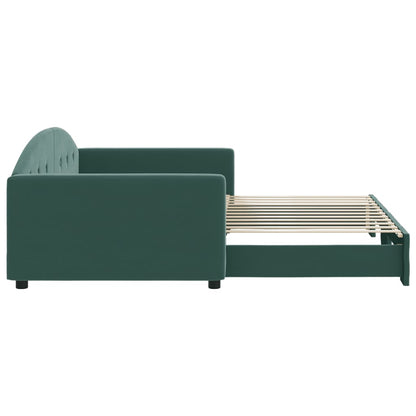 Slaapbank Fluweel 100 x 200 cm Donkergroen met onderschuifbed