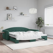 Slaapbank met onderschuifbed 100x200 cm donkergroen fluweel