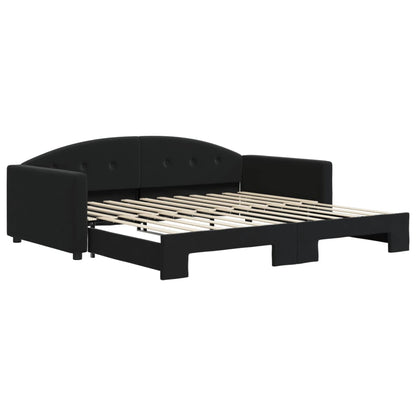 Slaapbank Fluweel 100 x 200 cm Zwart met onderschuifbed