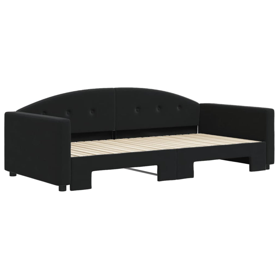 Slaapbank Fluweel 100 x 200 cm Zwart met onderschuifbed
