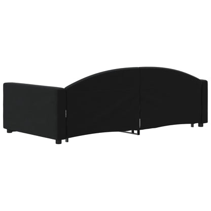 Slaapbank Fluweel 100 x 200 cm Zwart met onderschuifbed