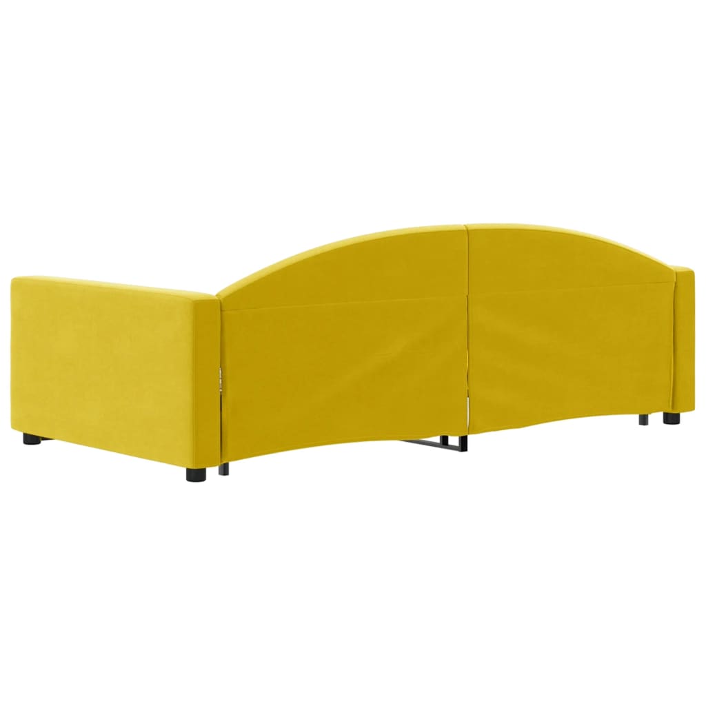 Slaapbank met onderschuifbed 100x200 cm fluweel geel