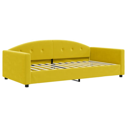 Slaapbank met onderschuifbed 100x200 cm fluweel geel