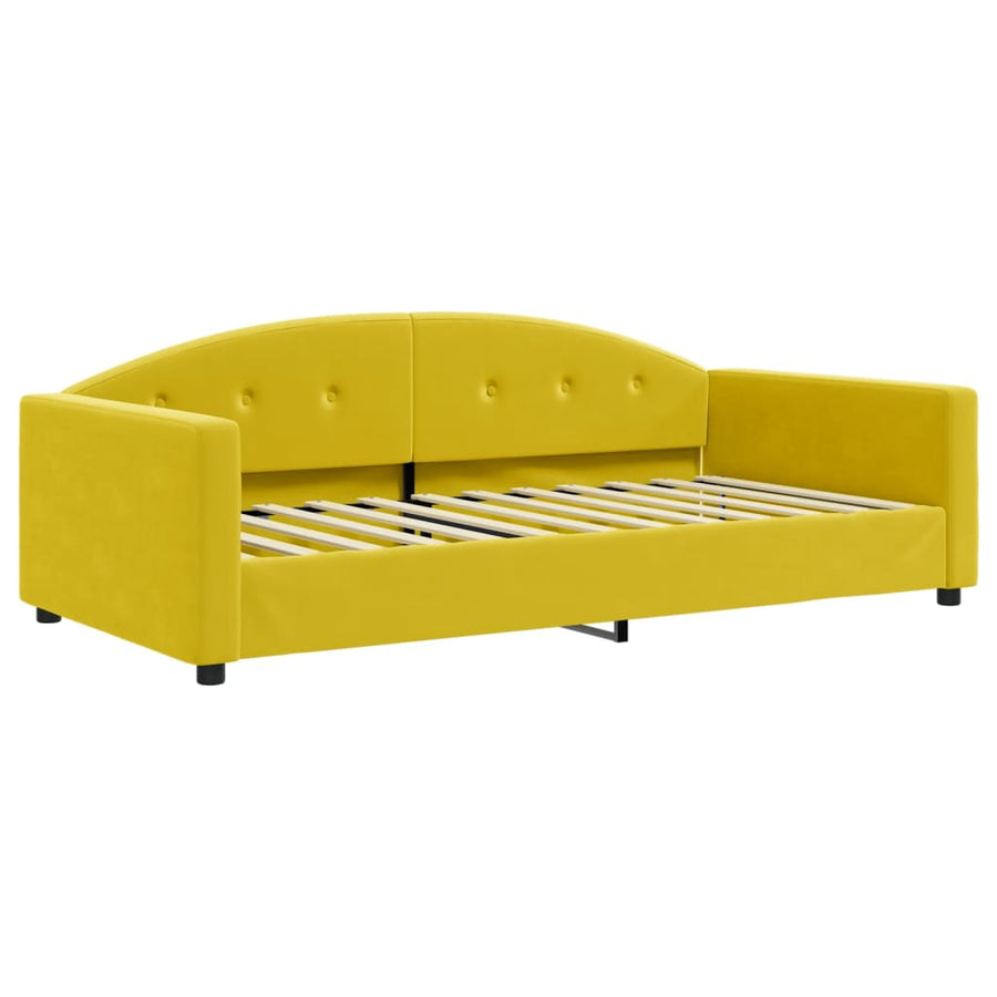 Slaapbank met onderschuifbed 100x200 cm fluweel geel