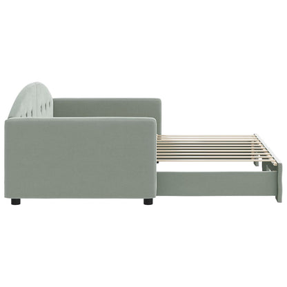 Slaapbank Fluweel 90 x 190 cm Lichtgrijs met onderschuifbed