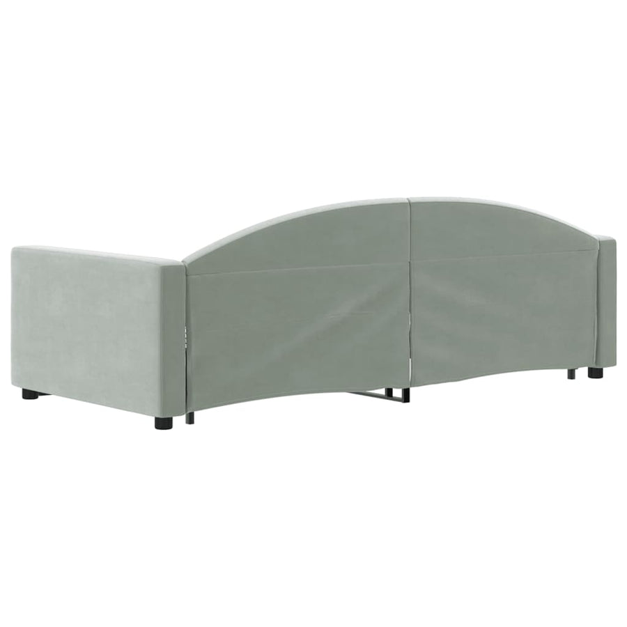 Slaapbank Fluweel 90 x 190 cm Lichtgrijs met onderschuifbed