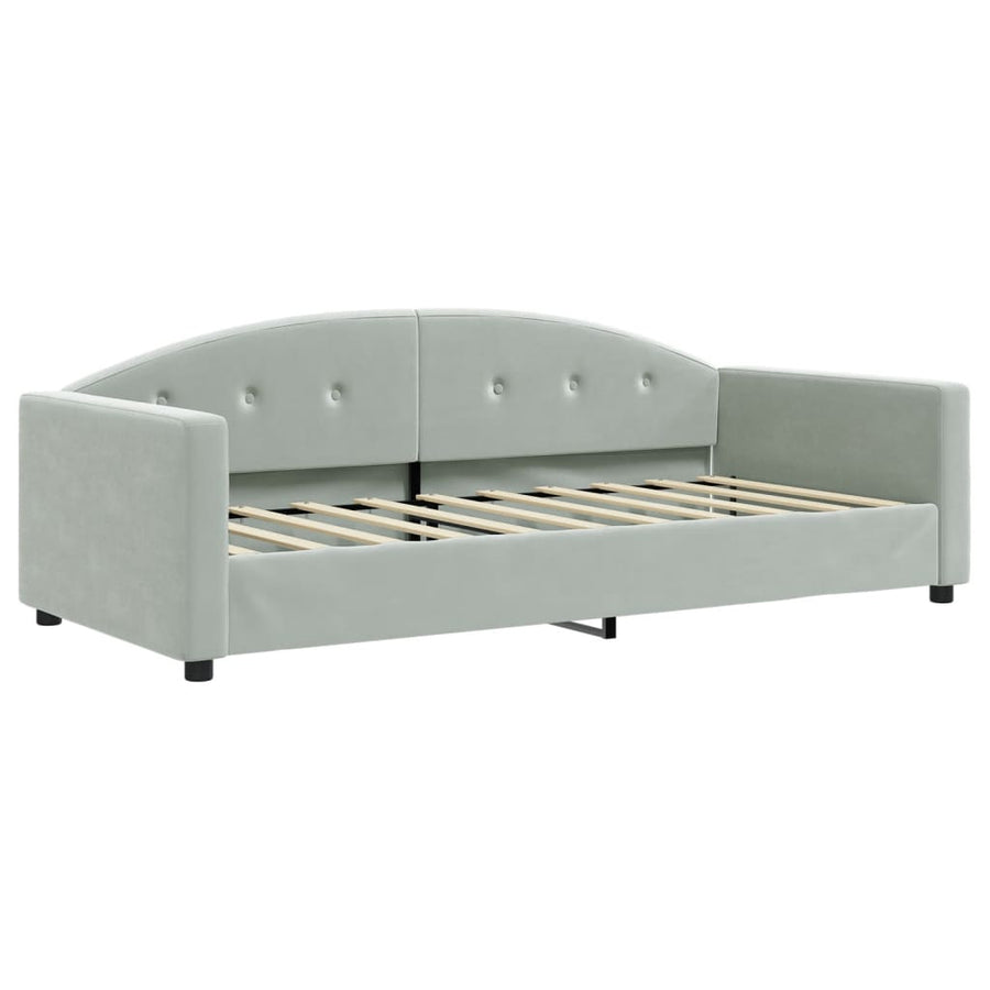 Slaapbank Fluweel 90 x 190 cm Lichtgrijs met onderschuifbed