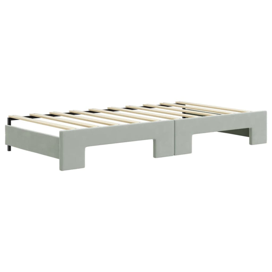 Slaapbank Fluweel 90 x 190 cm Lichtgrijs met onderschuifbed