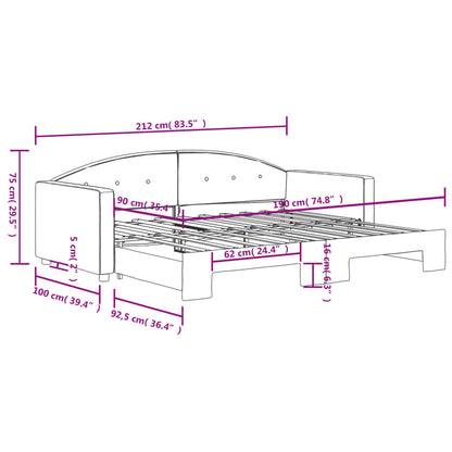 Slaapbank Fluweel 90 x 190 cm Lichtgrijs met onderschuifbed