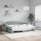 Sofa Bed with Trundle 90x190 cm Velvet Light Grey