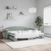 Slaapbank met onderschuifbed 90x190 cm lichtgrijs fluweel