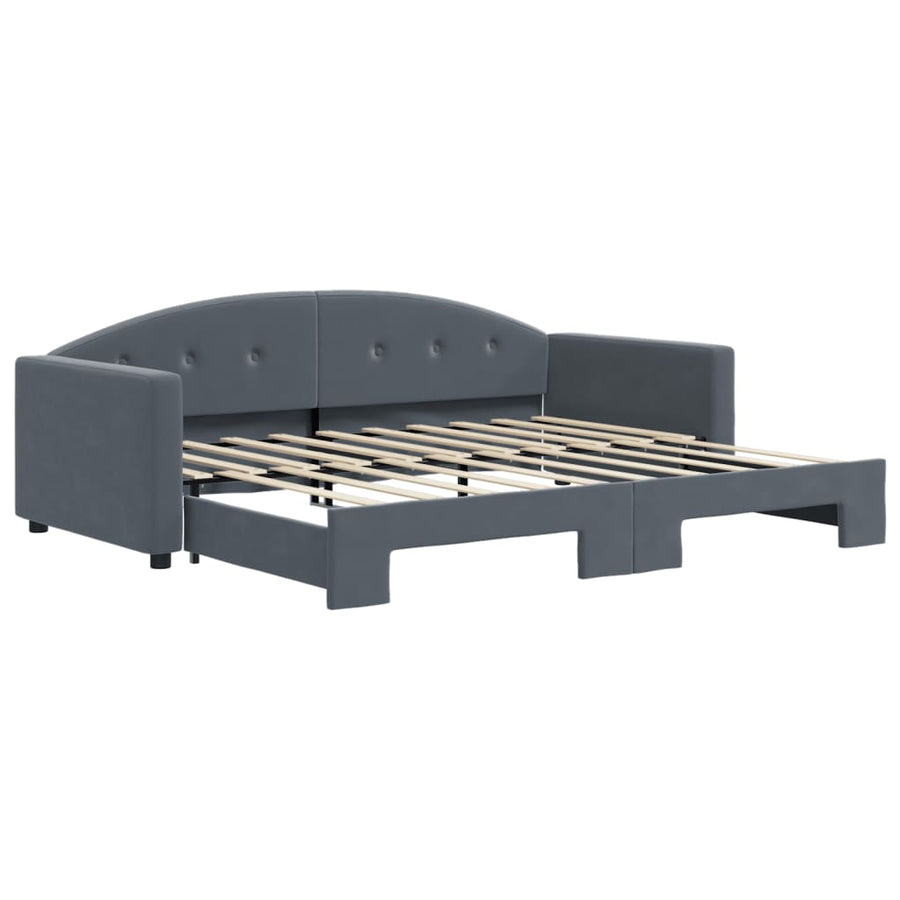Slaapbank Fluweel Donkergrijs 90 x 190 cm met onderschuifbed