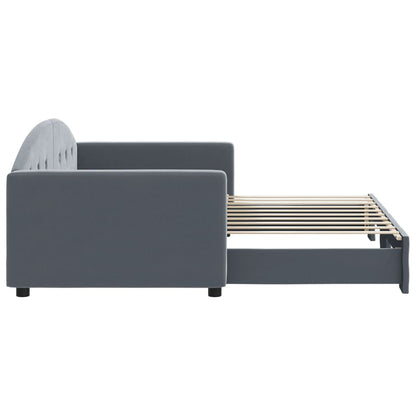 Slaapbank Fluweel Donkergrijs 90 x 190 cm met onderschuifbed