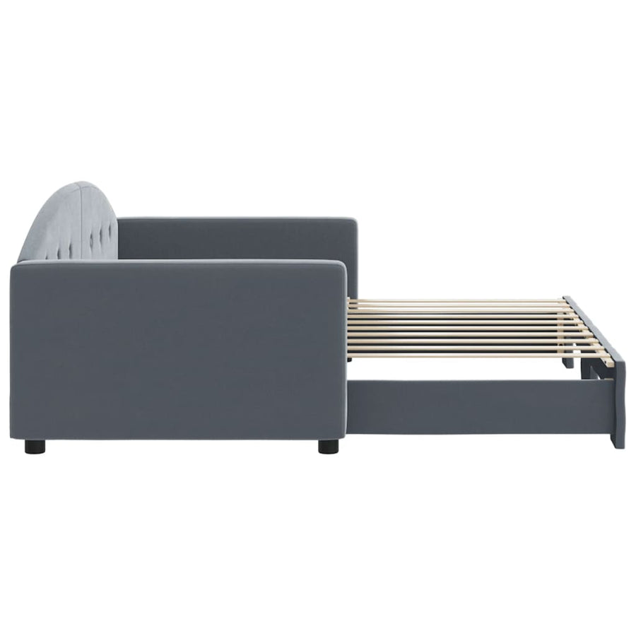 Slaapbank Fluweel Donkergrijs 90 x 190 cm met onderschuifbed