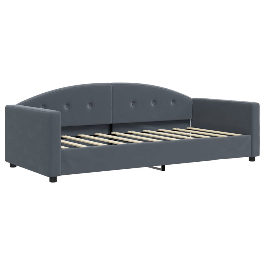 Slaapbank Fluweel Donkergrijs 90 x 190 cm met onderschuifbed
