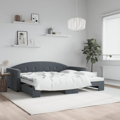 Slaapbank Fluweel Donkergrijs 90 x 190 cm met onderschuifbed