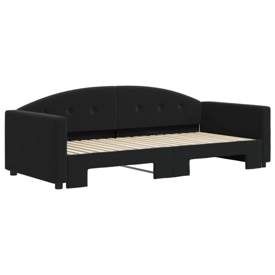Slaapbank Fluweel 90 x 190 cm Zwart met onderschuifbed