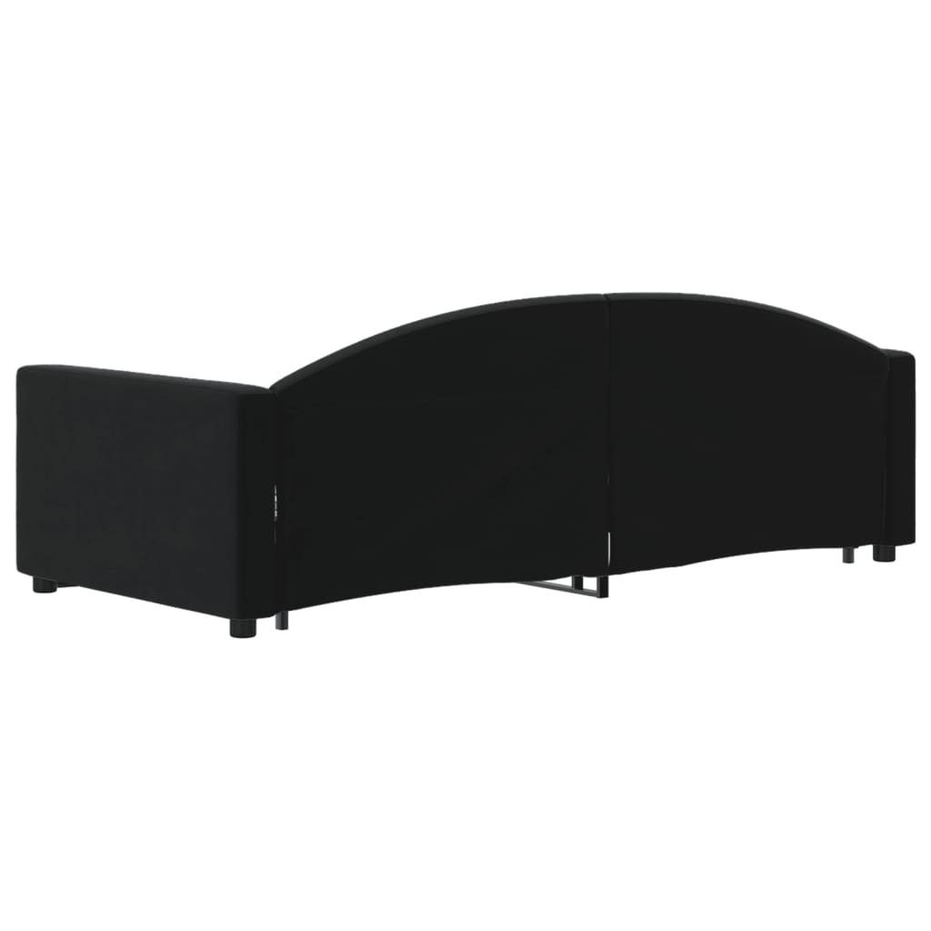 Slaapbank Fluweel 90 x 190 cm Zwart met onderschuifbed