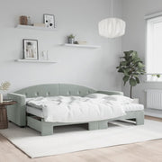Slaapbank onderschuifbed 80x200 cm fluweel lichtgrijs