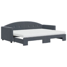 Slaapbank onderschuifbed matrassen 80x200cm fluweel donkergrijs