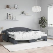Slaapbank onderschuifbed 80x200cm fluweel donkergrijs